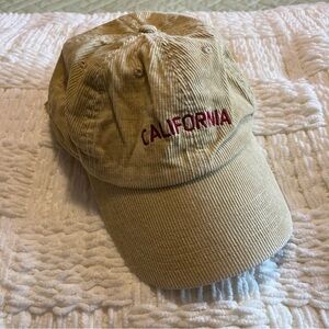 California Men’s Beige Corduroy Strapback Hat Retro Adjustable Baseball Cap